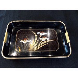 Vintage Toyo Lacquer Black Hard Plastic‎ Serving Tray 10.5" x 7" x 1 1/4" (9d1)